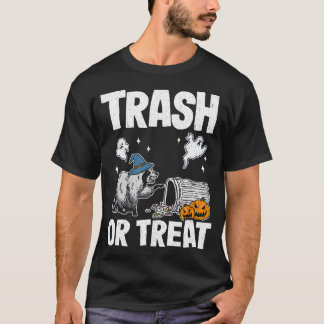 Camiseta Halloween De Lixo Ou De Tratar Racoon