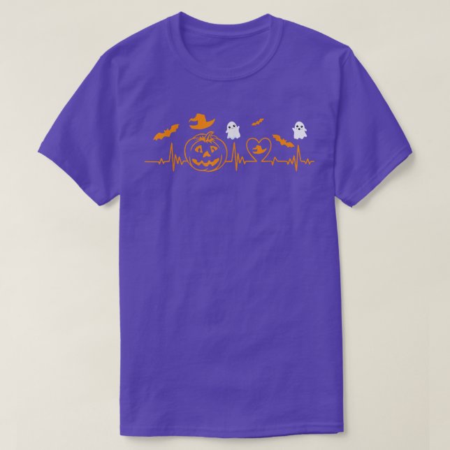 Camiseta Halloween de pulsação de abóbora (Frente do Design)