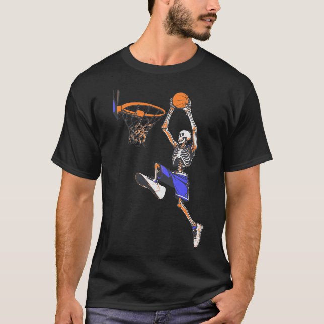 Camiseta Halloween de Skeleton de Slam Dunk, basquete (Frente)