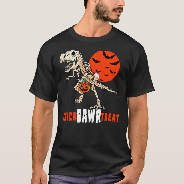 Camiseta Halloween Dinosaur Boys Trick Rawr Treat Scary Tod (Frente)