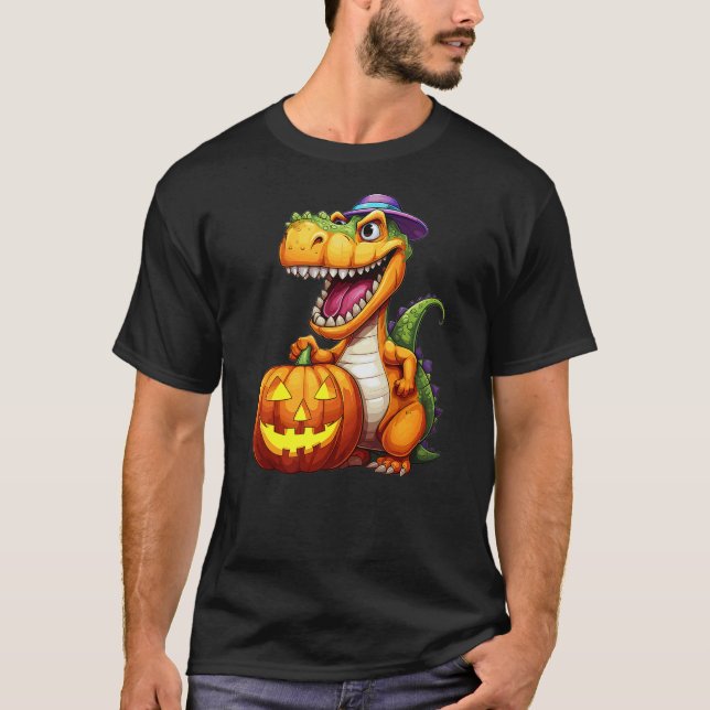 Camiseta Halloween Dinosaur Pumpkin (Frente)