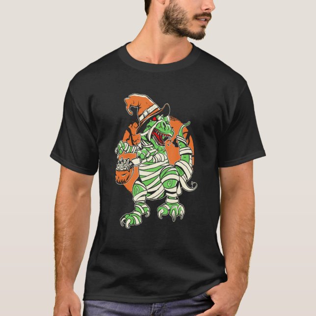 Camiseta Halloween Dinosaur  Trick Or Treat Scary Spooky Di (Frente)