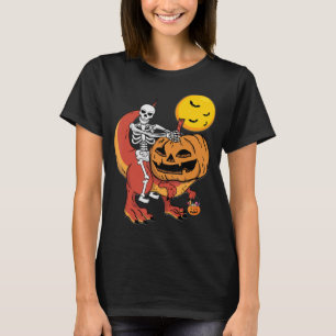 Camiseta Halloween Dinossaur Pumpkin T Rex Skeleton Boys To