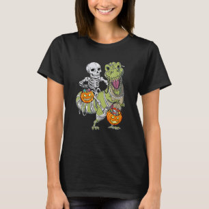 Camiseta Halloween Dinossaur Rex Skeleton Garotos Assustado