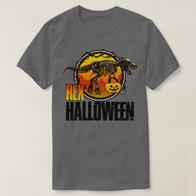 Camiseta Halloween Dinossaur T Rex Skeleton (Frente do Design)