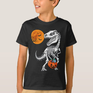 Camiseta Halloween Dinossaur T Rex Skeleton Garotos Assusta