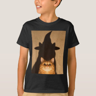 Camiseta Halloween Divertido Gato Preto Bruxa Meme Vintage