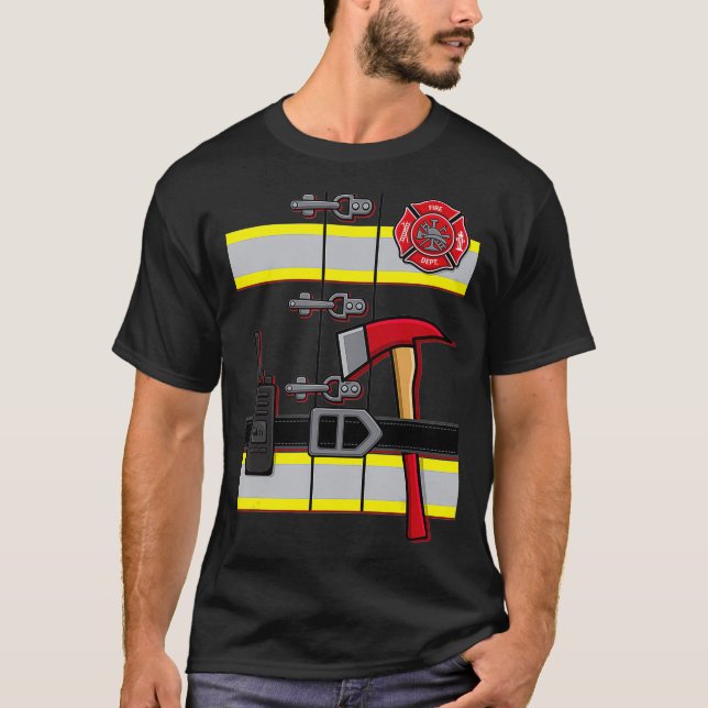 Camiseta Halloween DIY Firefighter Uniform Costume (Frente)