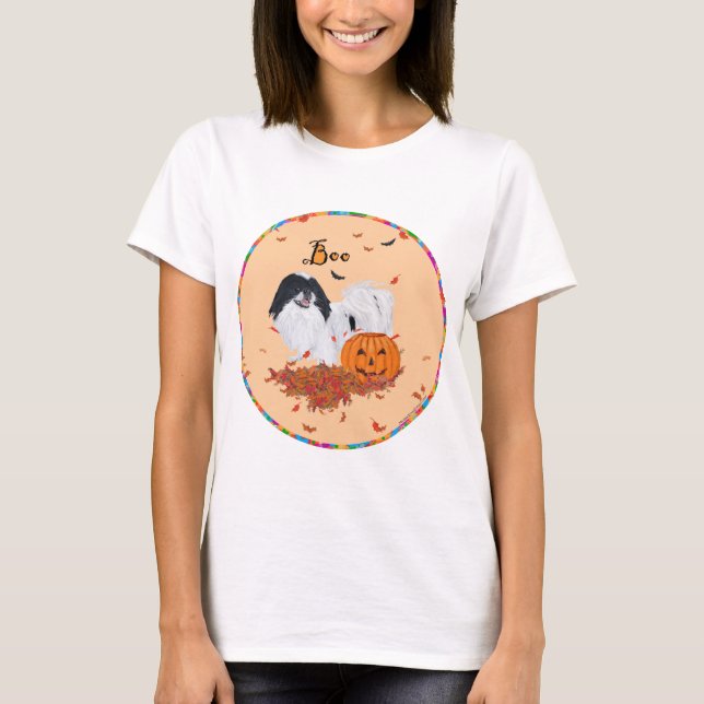 Camiseta Halloween do Chin Japonês (Frente)