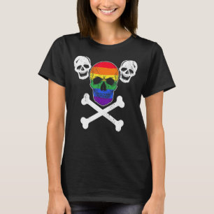 Camiseta Halloween do crânio e dos ossos cruzados LGBTQ