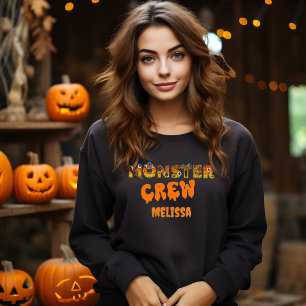 Camiseta Halloween do nome personalizado da tripulação mons