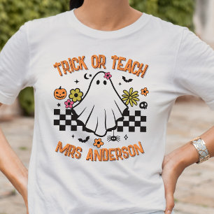 Camiseta Halloween do professor fantasma retrô-fantasma do 