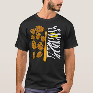 Camiseta Halloween do Skeleton do Jogador de Softball