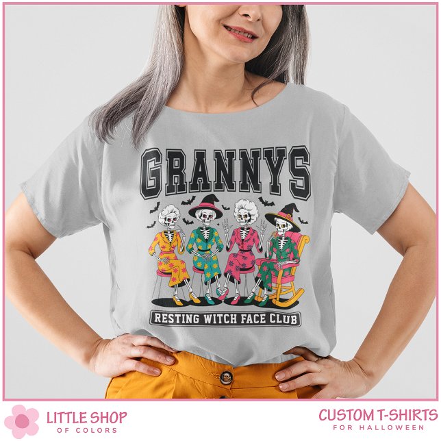 Camiseta Halloween do Skeleton Grannys Resting Witold Face  (Criador carregado)