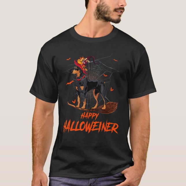 Camiseta Halloween Dog Doberman Costume For Men Women Happy (Frente)
