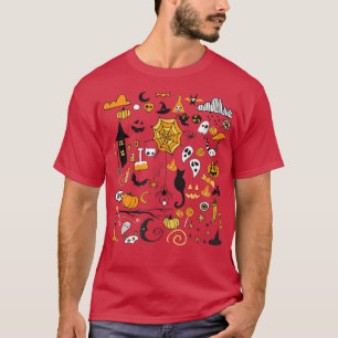 Camiseta Halloween Doodles Halloween Pequenas Coisas Bruxas