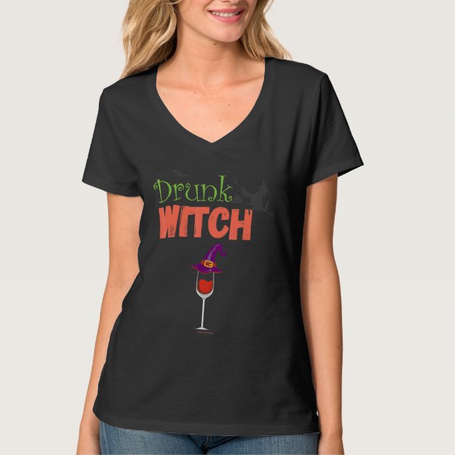 Camiseta Halloween Drunk Witch (Frente)