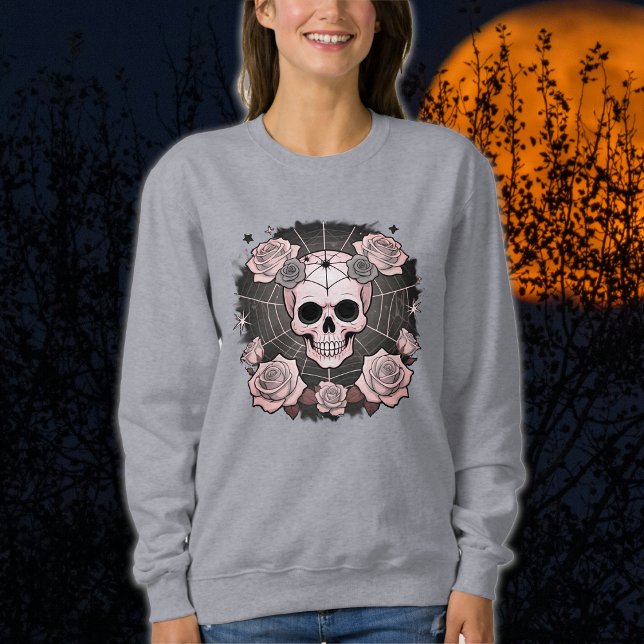 Camiseta Halloween Dusty Pink Skulls & Rosas Spooky (Criador carregado)