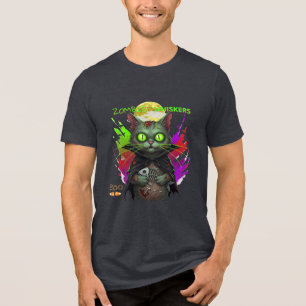 Camiseta Halloween e Cat Amantes "Zombie Whiskers" Engraçad