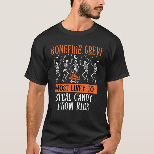 Camiseta Halloween É Mais Provável Agrupar Esqueleto Corres (Frente)