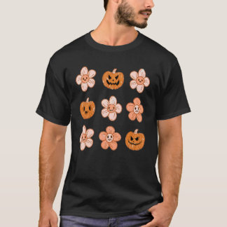 Camiseta Halloween E Pumpkins Boho Retro Spooky