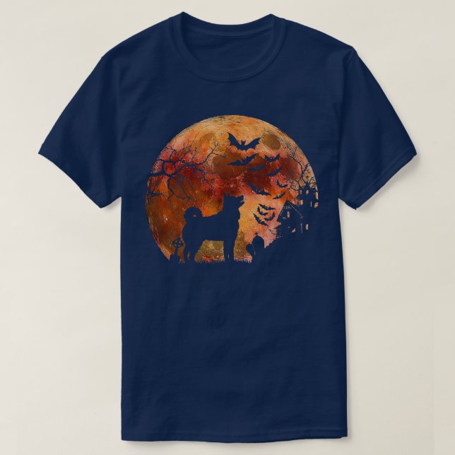Camiseta Halloween Elkhound, Graves, Watercolor Moon & Haun (Frente do Design)