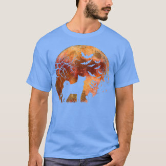 Camiseta Halloween Elkhound, Graves, Watercolor Moon & Haun