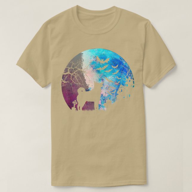 Camiseta Halloween Elkhound, Graves, Watercolor Moon & Haun (Frente do Design)