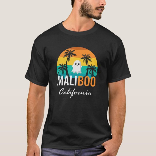 Camiseta Halloween Em Agosto, Maliboo California, Engraçado (Frente)