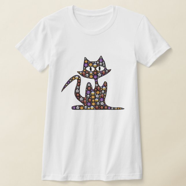 Camiseta Halloween Emoji Black Cat (Postura )