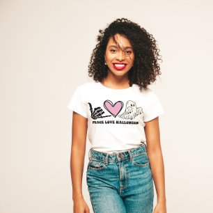 CAMISETA HALLOWEEN ENGRAÇADO AMOR DA PAZ HALLOWEEN SKELET