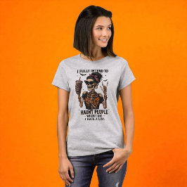 Camiseta Halloween Engraçado Esqueleto Assombrado