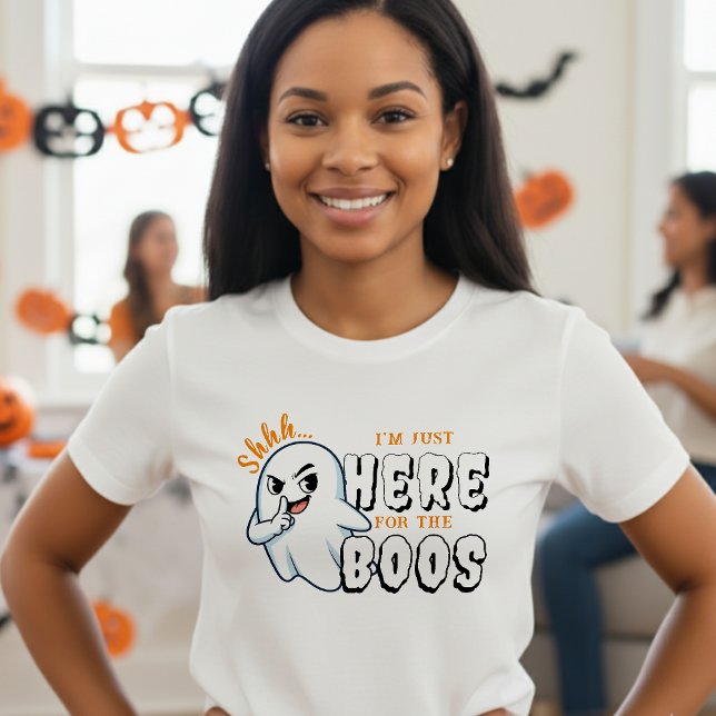 Camiseta Halloween Engraçado Fantasma Pun Só Aqui para os B (Halloween Funny Ghost Pun Just Here for the Boos T-Shirt
)