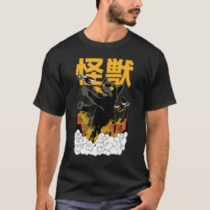 Camiseta Halloween Engraçado - Gato Monstro Kaiju Japonês