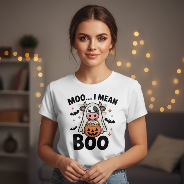 Camiseta Halloween Engraçado | Moo Eu Quero Dizer Boo Vaca  (Criador carregado)