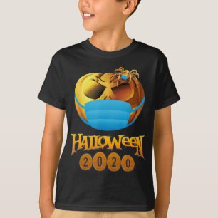 Camiseta Halloween Engraçado Pumpkin E Aranha Com Máscara