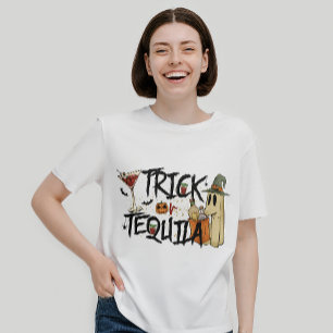 CAMISETA HALLOWEEN ENGRAÇADO TRICK OU CITAÇÃO TEQUILA