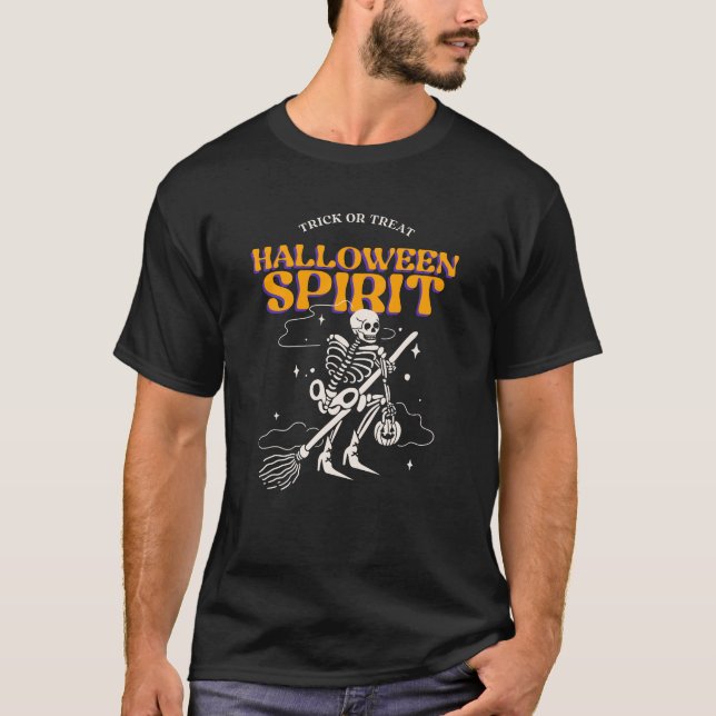 Camiseta Halloween Espírito Truque ou Tratamento (Frente)