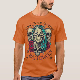 Camiseta Halloween Está Chegando Esqueleto Assustador E Col