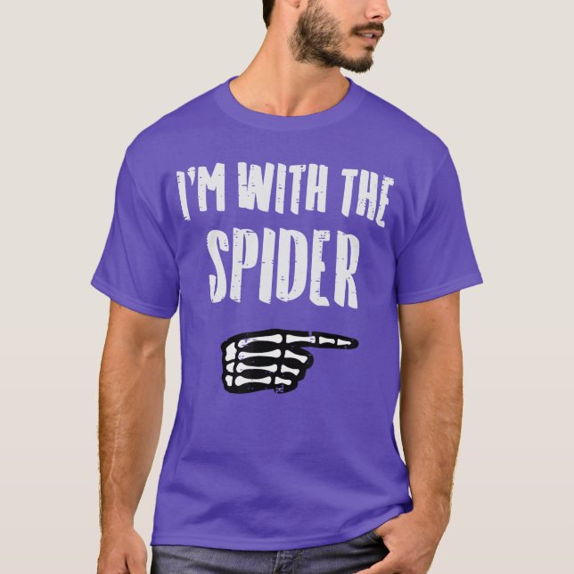 Camiseta Halloween Estou com Aranha Fantasia de Correspondê (Frente)
