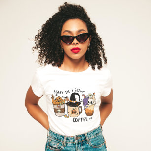 CAMISETA HALLOWEEN, EU ESTOU ZANGADO ATÉ EU CHEGAR AO CAFÉ 