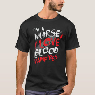 Camiseta Halloween Eu Sou Uma Enfermeira Eu Adoro Sangue Co