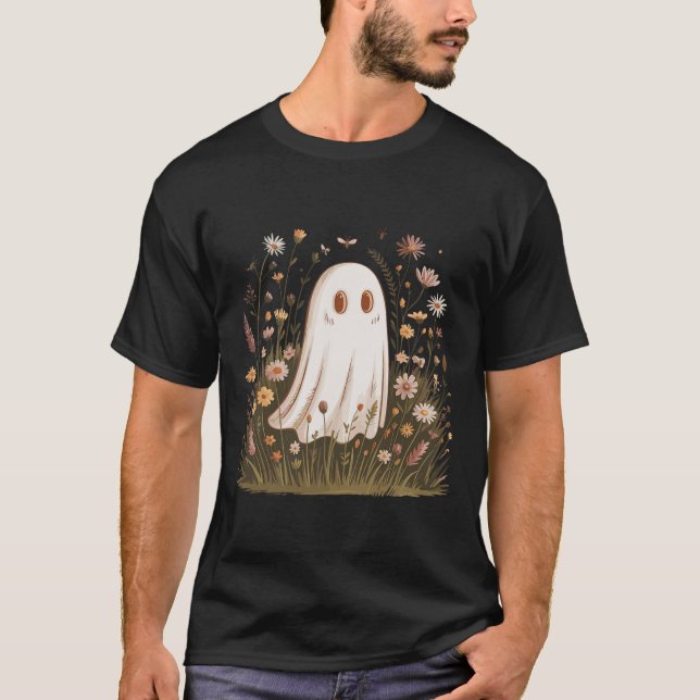 Camiseta Halloween Fall Vibes Floral Ghost (Frente)