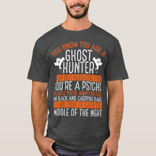 Camiseta Halloween Fantasma caçando Camerca Funny Ghost Hun