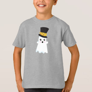 Camiseta Halloween, Fantasma, Chapéu, Boo, Truque Ou Tratam