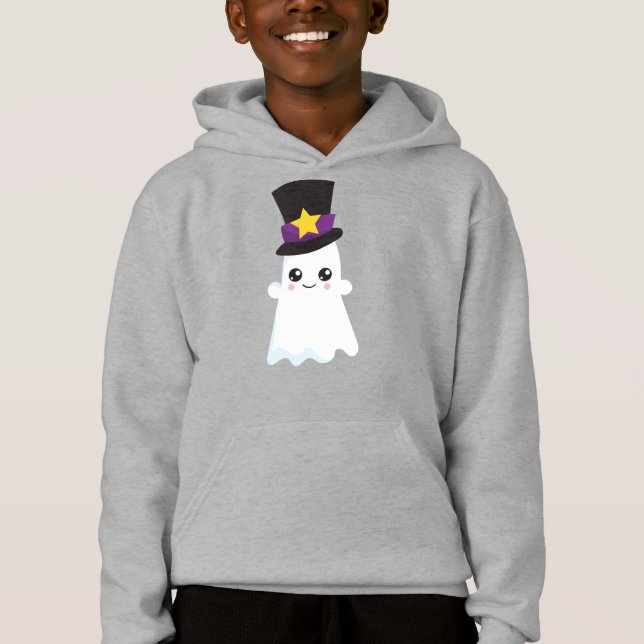 Camiseta Halloween, Fantasma, Chapéu, Truque Ou Tratar, Boo (Frente)