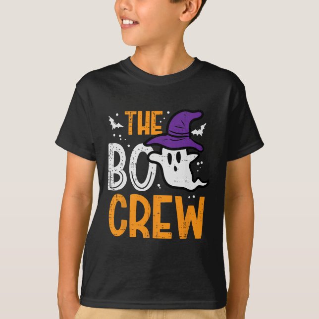 Camiseta Halloween Fantasma Da Tripulação Boo Coincide Com  (Frente)