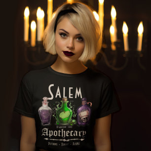 Camiseta Halloween Farmácia de Salem Poções Tônicos Elixire