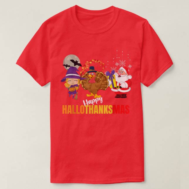 Camiseta Halloween Feliz Natal Feliz Hall (Frente do Design)