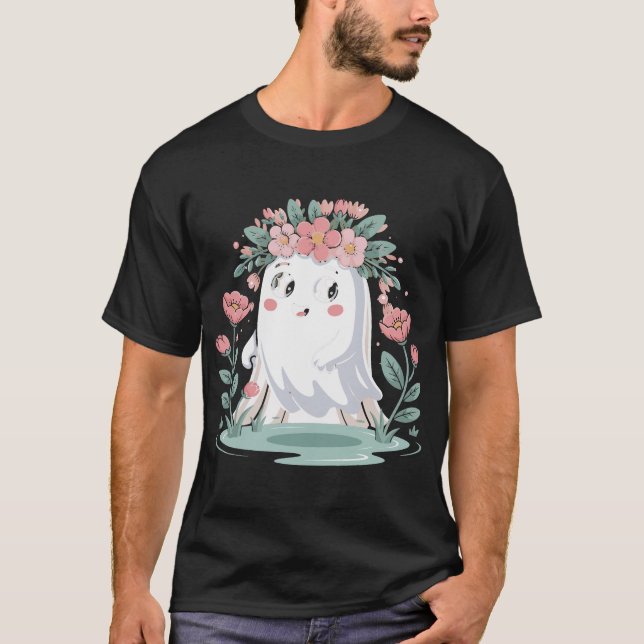 Camiseta Halloween Floral Ghost Halloween Figurume Girls (Frente)